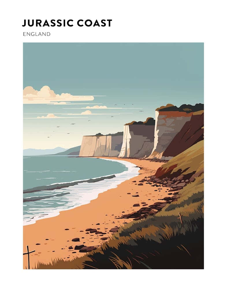 Jurassic Coast England 2 Hiking Trail Landscape Poster