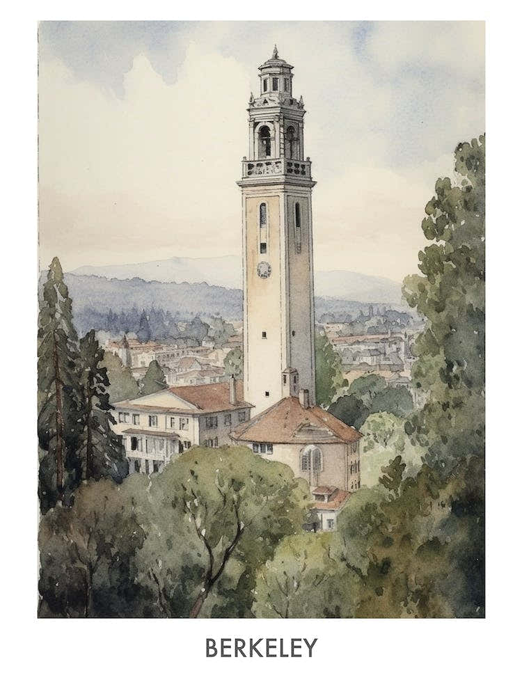 Berkeley Watercolor 2 Travel Poster