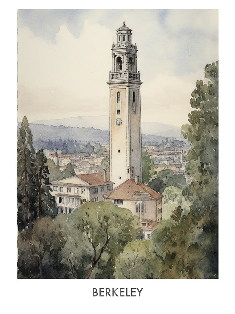 Berkeley Watercolor 2 Travel Poster