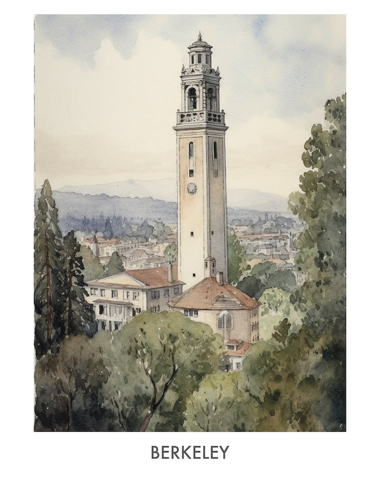Berkeley Watercolor 2 Travel Poster