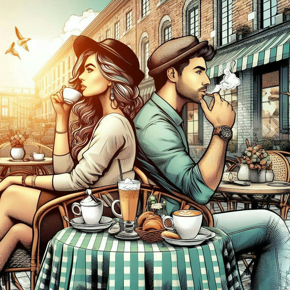 Couple In Coffee Shop