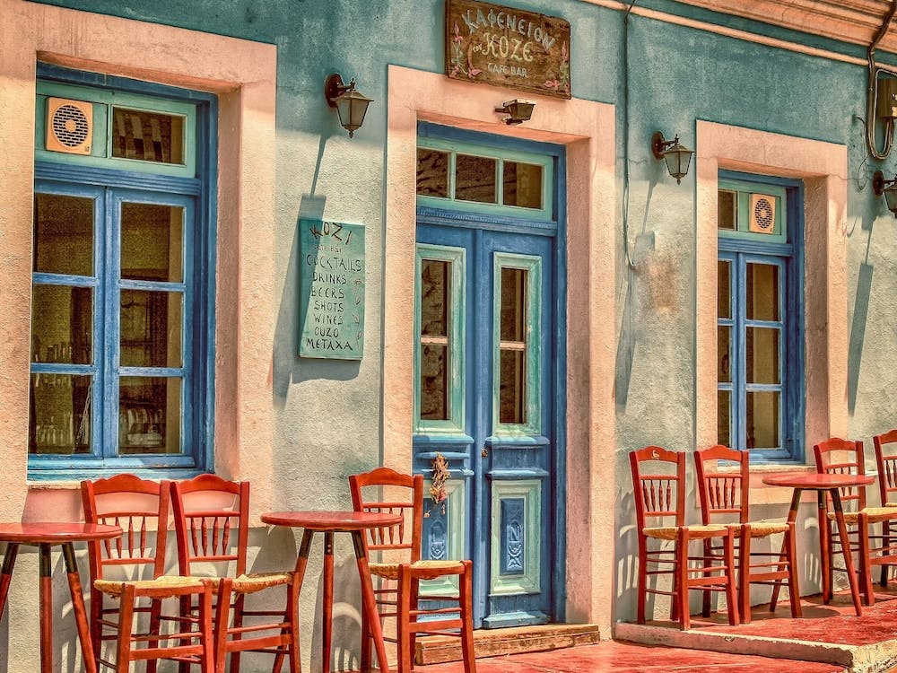 Blue Doors And Chairs