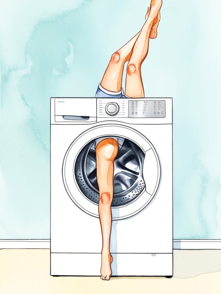 Woman'S Legs In A Washing Machine
