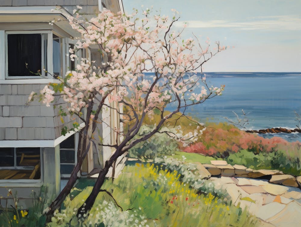 Grey House On The Coast - expressionism