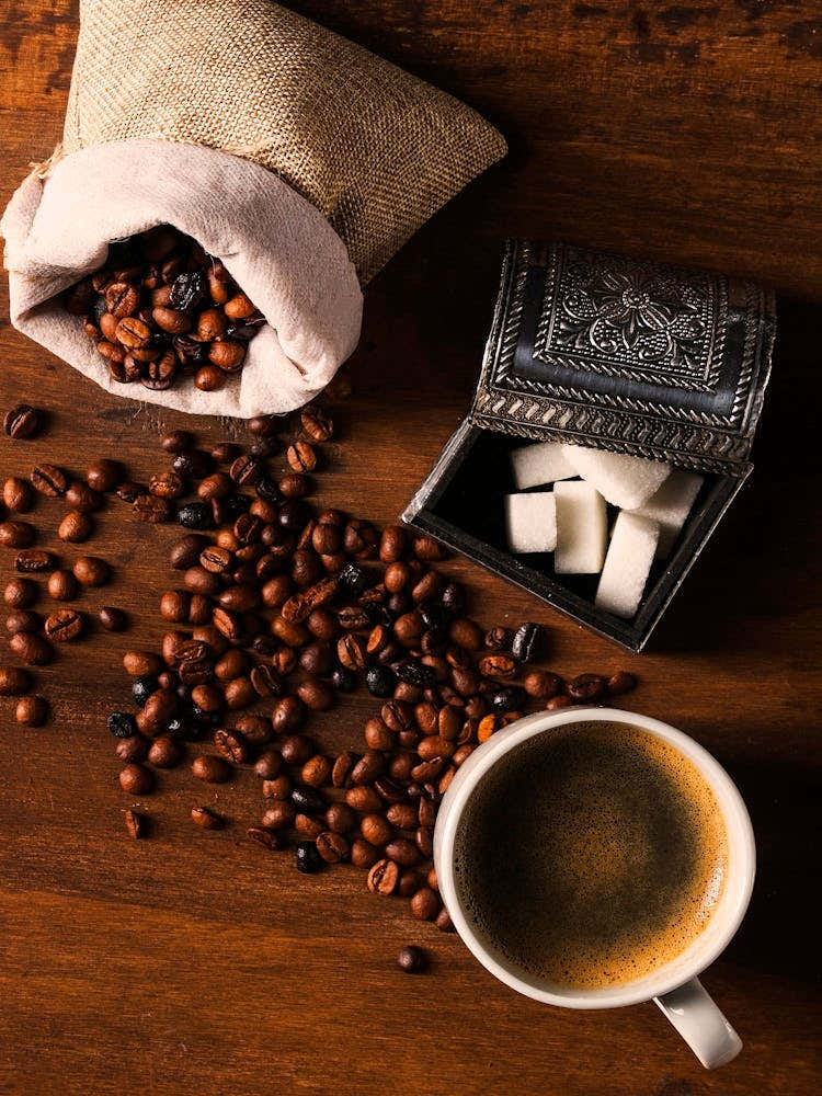 Coffee Beans And Sugar - coffee vintage poster, coffee poster