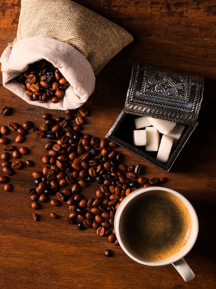 Coffee Beans And Sugar - coffee vintage poster, coffee poster