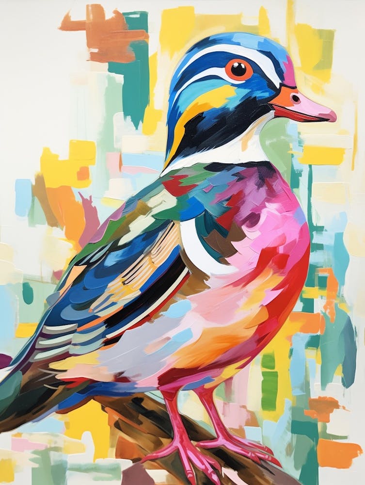 Colourful Bird Painting Wood Duck 1