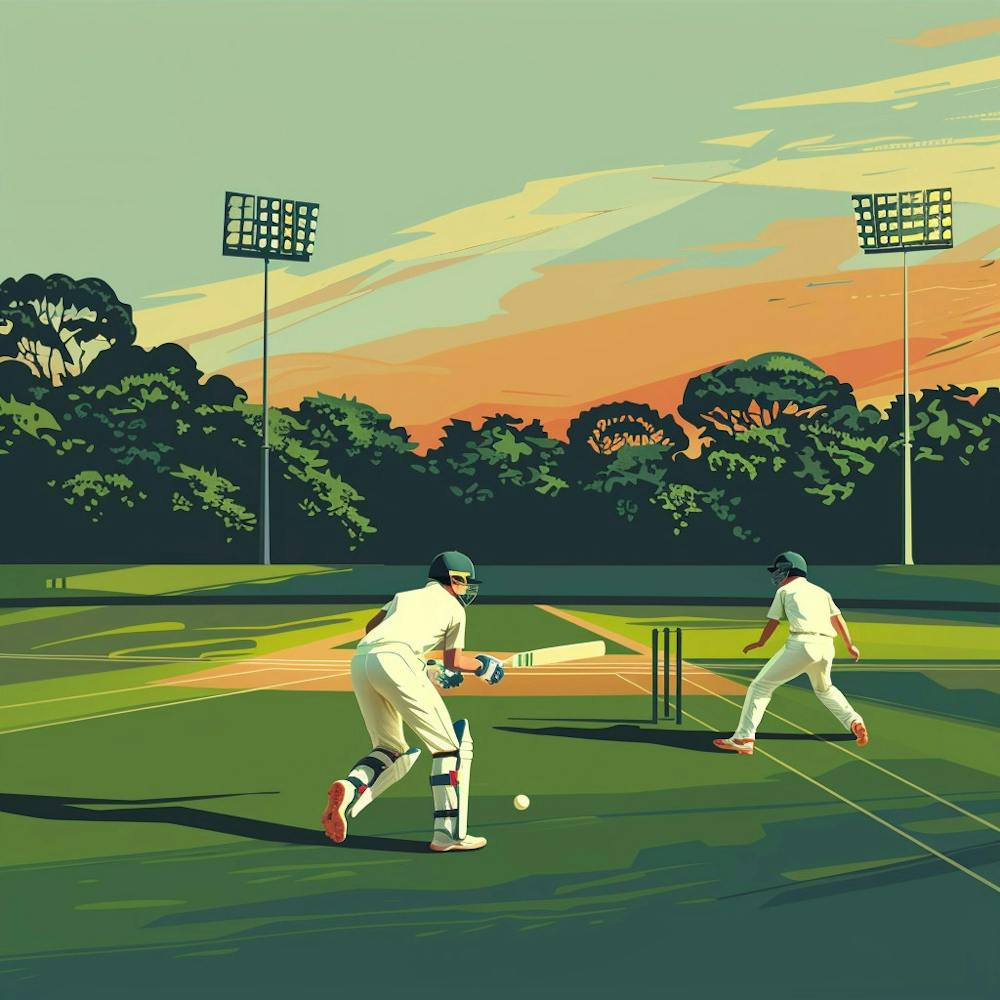 Cricket Game At Sunset