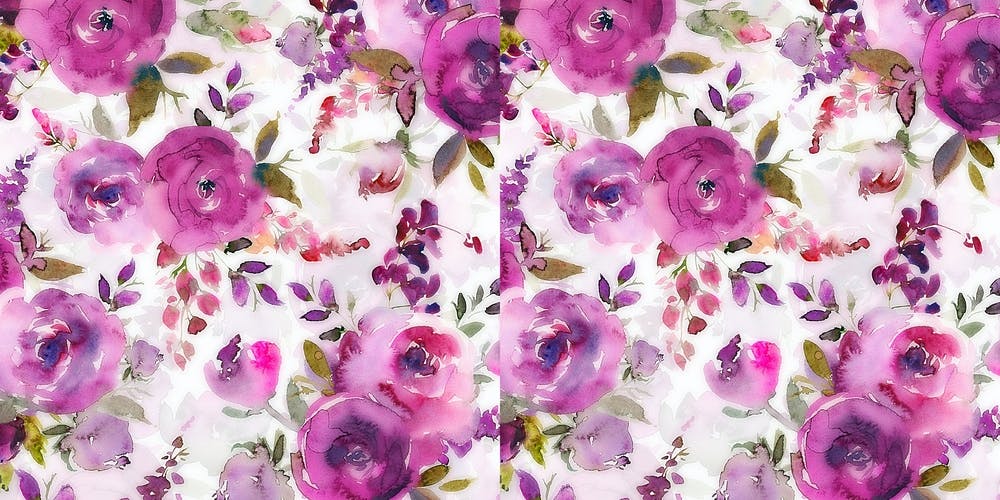 Lush Purple Watercolor Roses