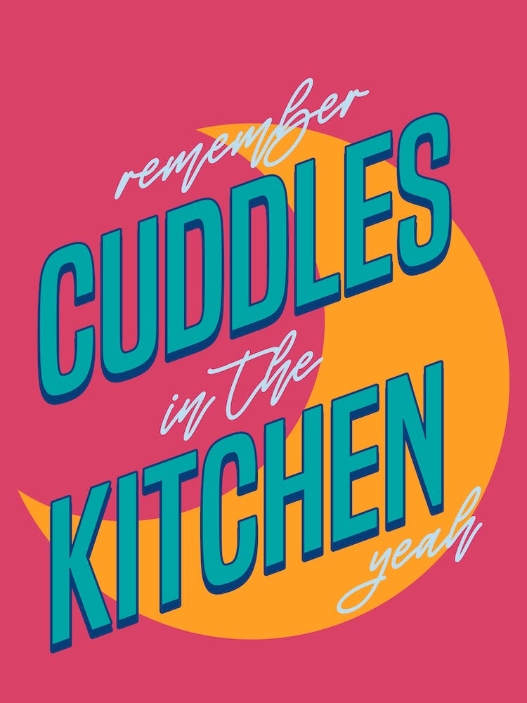 Arctic Monkeys Mardy Bum Cuddles In The Kitchen Red Moon Print