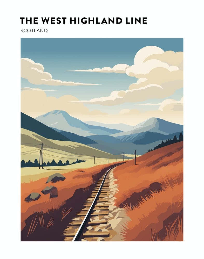 The West Highland Line Scotland 2 Hiking Trail Landscape Poster