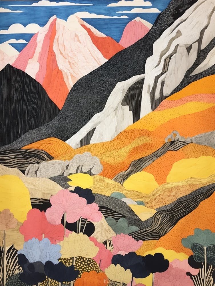 Mount Root United States Colourful Mountain Illustration