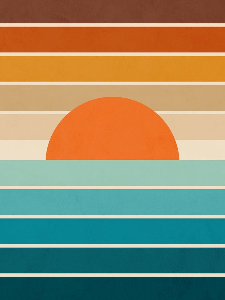 Mid Mod Retro Geo Sunset - Earthy stripes