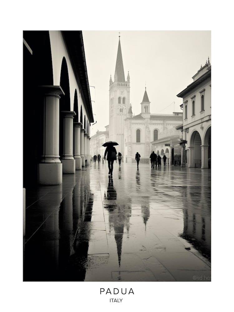 Poster Of Padua, Italy, Black And White Analogue Photography 4