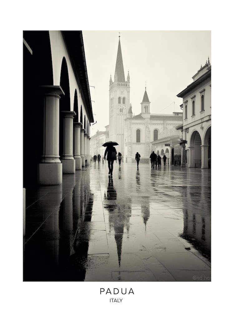 Poster Of Padua, Italy, Black And White Analogue Photography 4