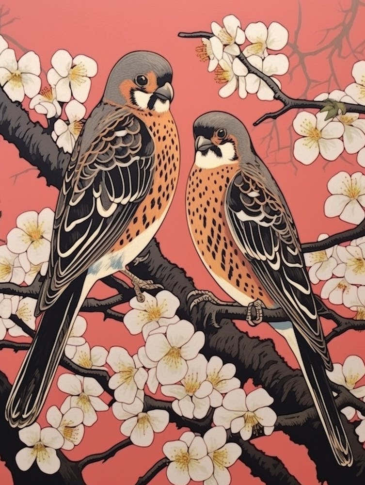 Art Nouveau Birds Poster American Kestrel 2