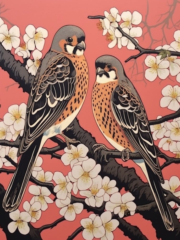 Art Nouveau Birds Poster American Kestrel 2