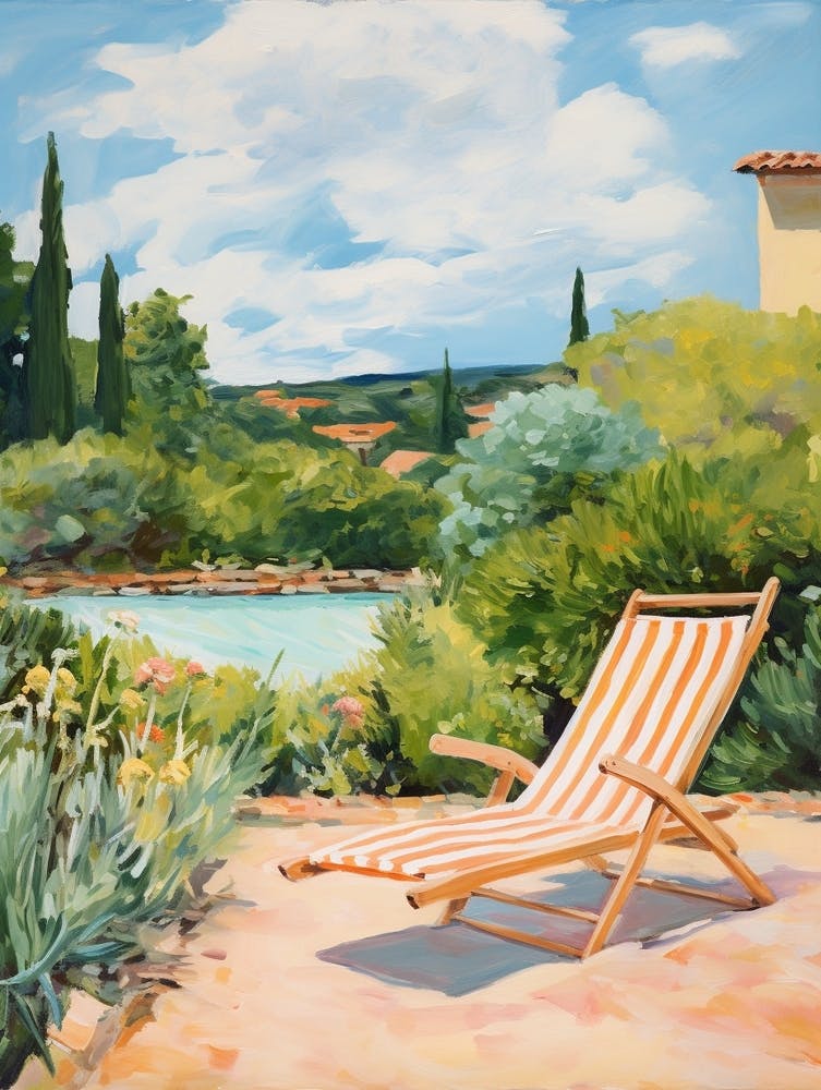 Sun Lounger By The Pool In Sardinia Italy