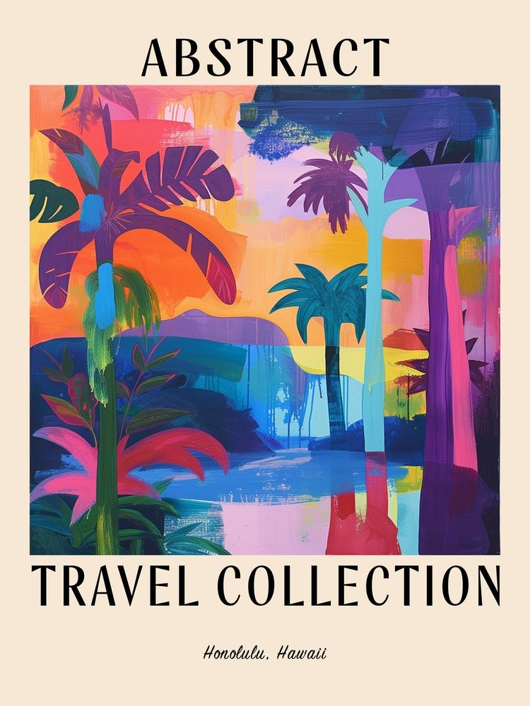 Abstract Travel Collection Poster Honolulu Usa 1