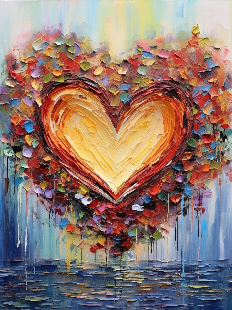 Impasto Brush Strokes Heart Outline 2