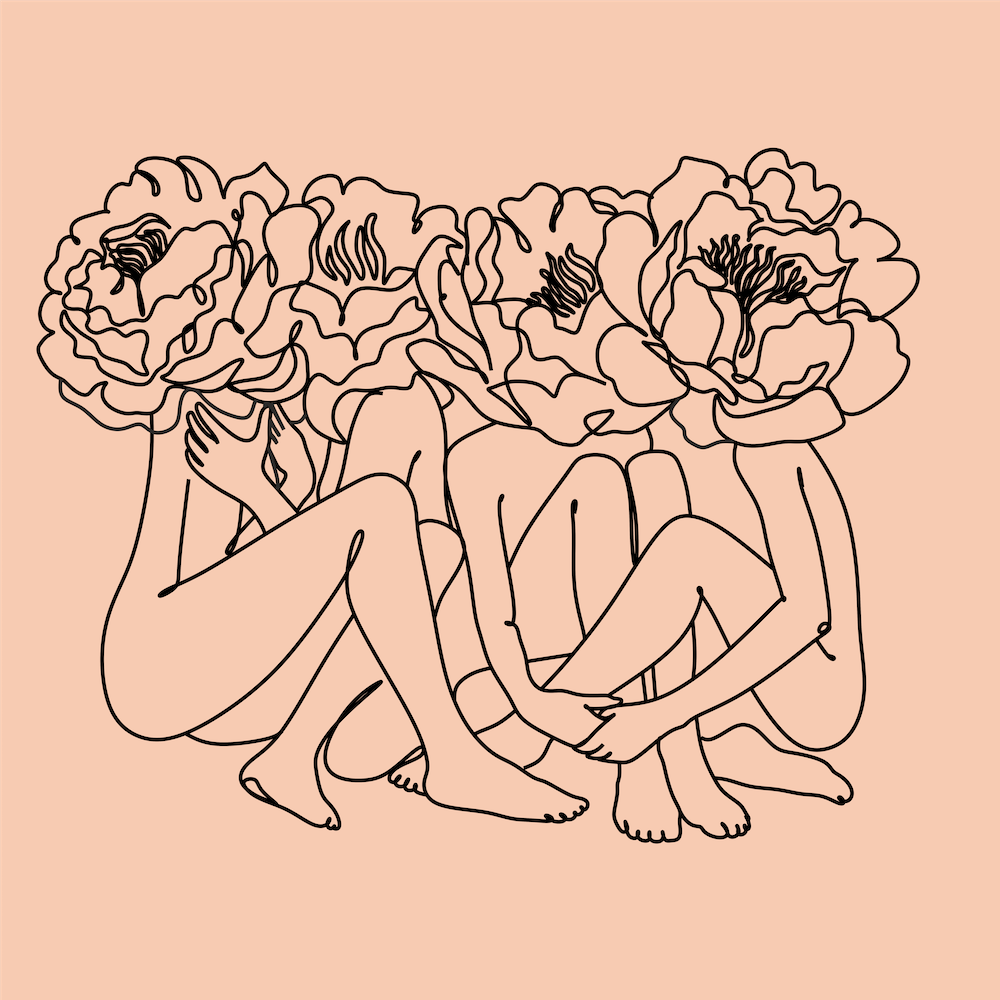Flower Woman Line Art