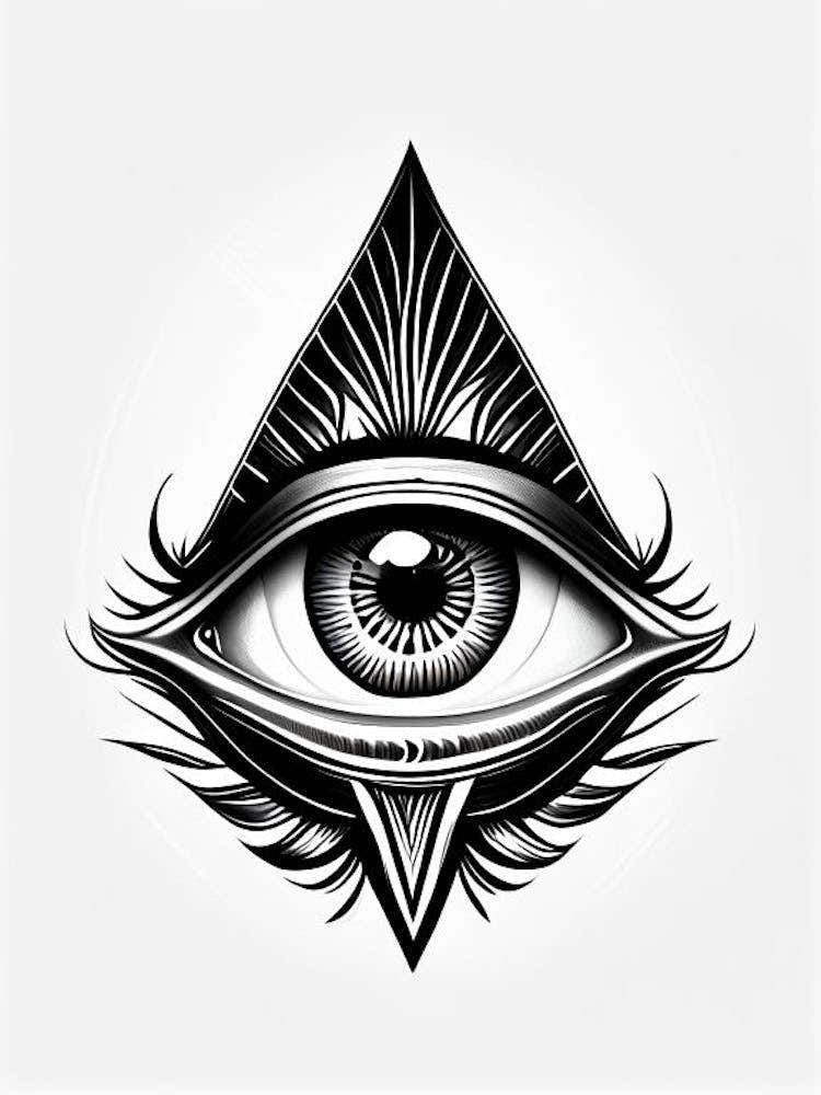 Third Eye Symbolism, Symbol, Third Eye Simple Black & White Illustration 3