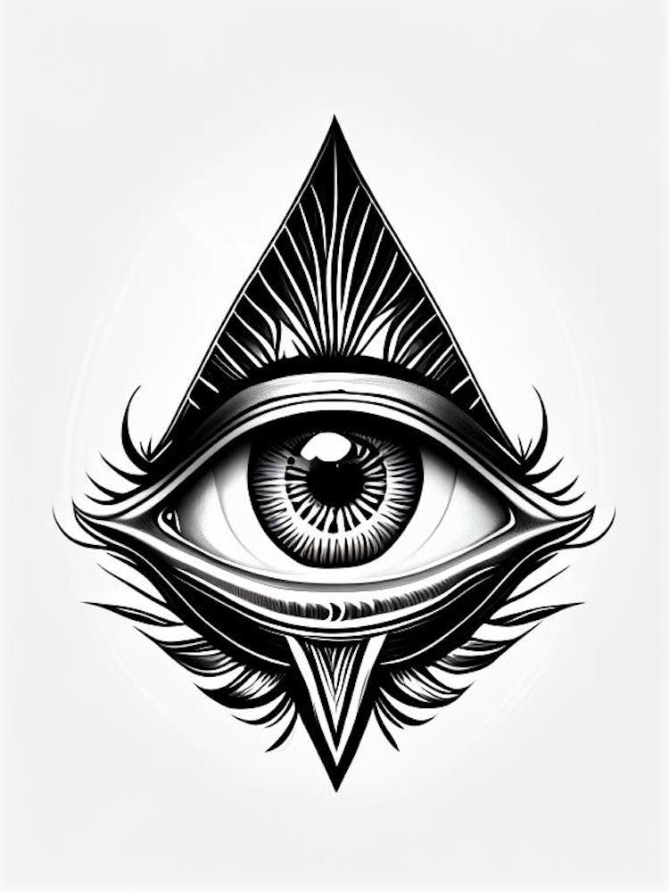 Third Eye Symbolism, Symbol, Third Eye Simple Black & White Illustration 3