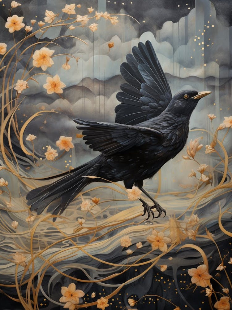 Blackbird 3 Gold Detail Painting