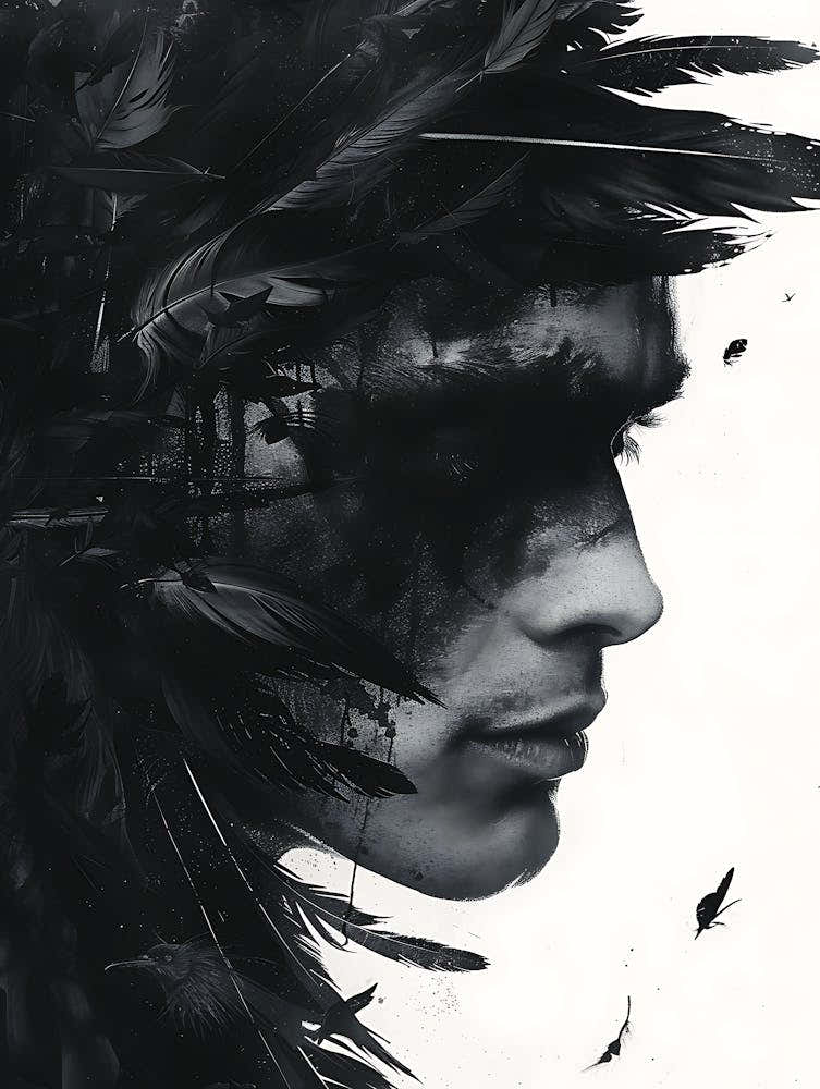 Whimsical Dark Feathers Man 12