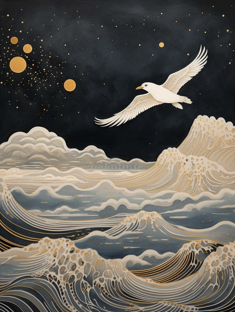 Seagull 2 Gold Detail Painting