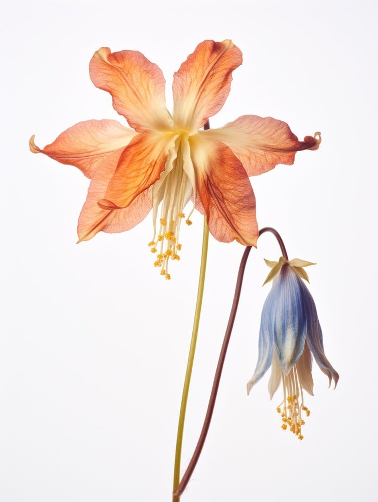 Pressed Wildflower Botanical Art Wild Columbine 1