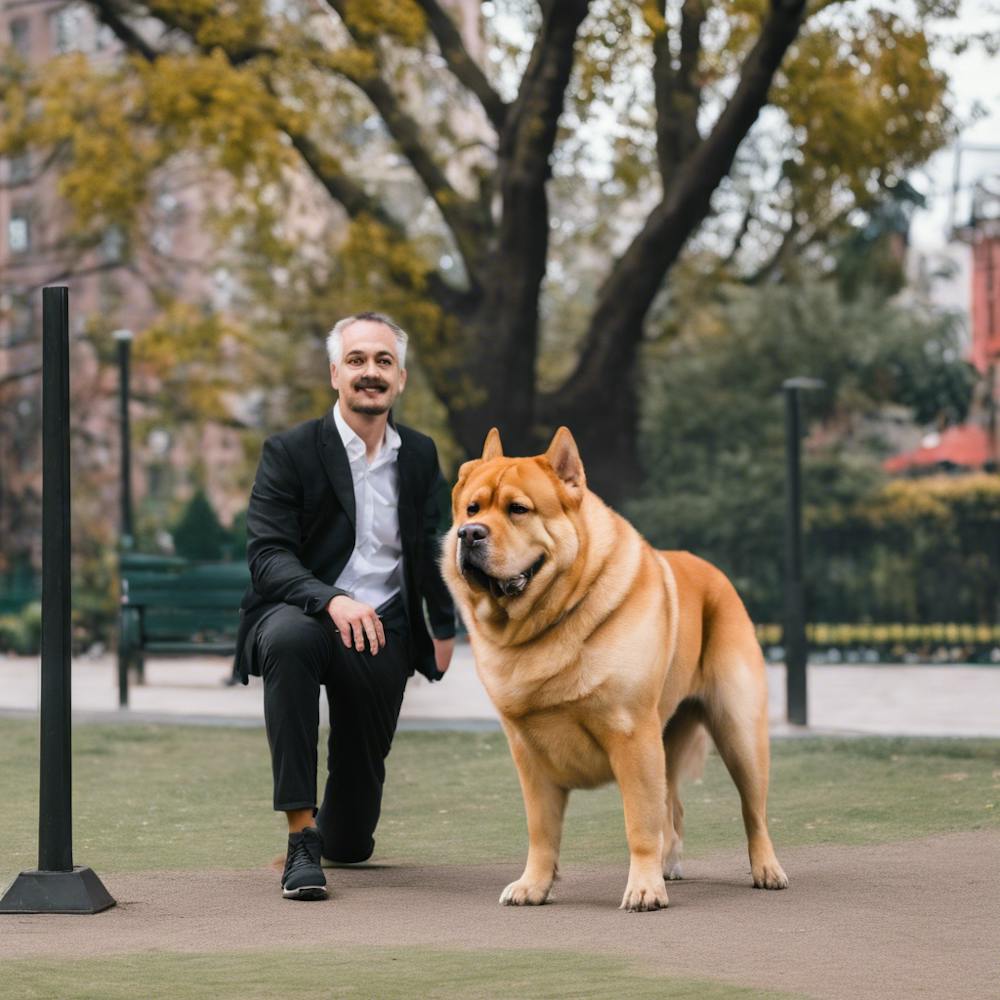 Man With Dog In Park