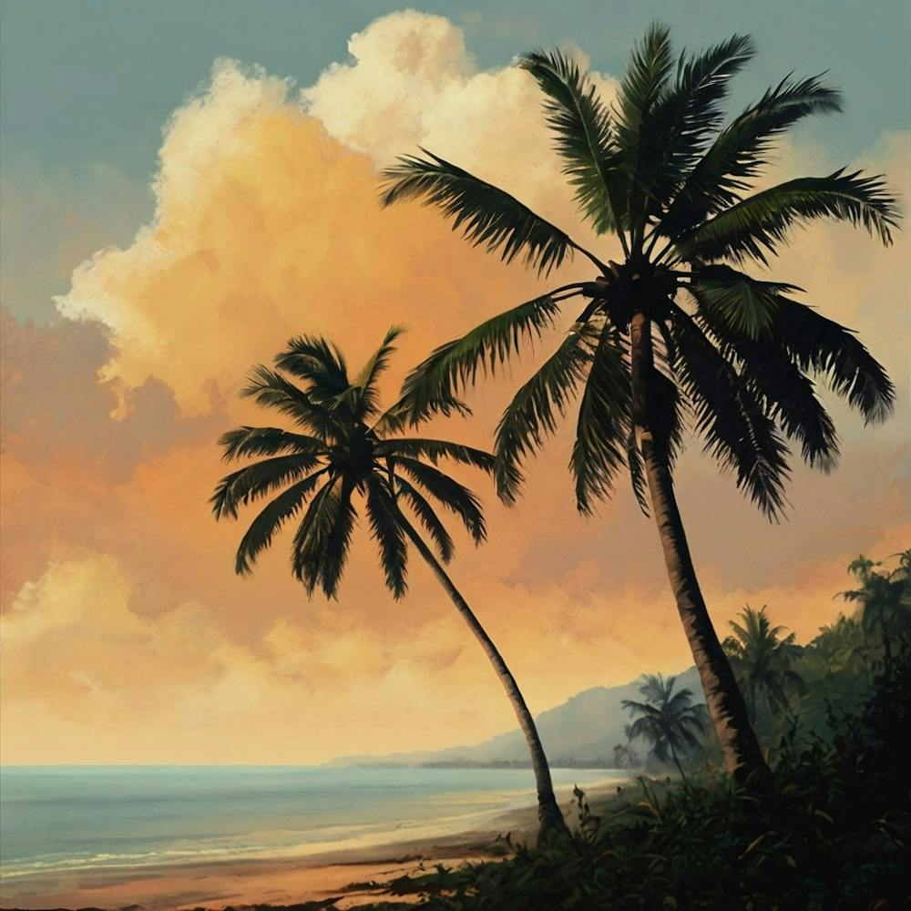 Palm Trees At Sunset