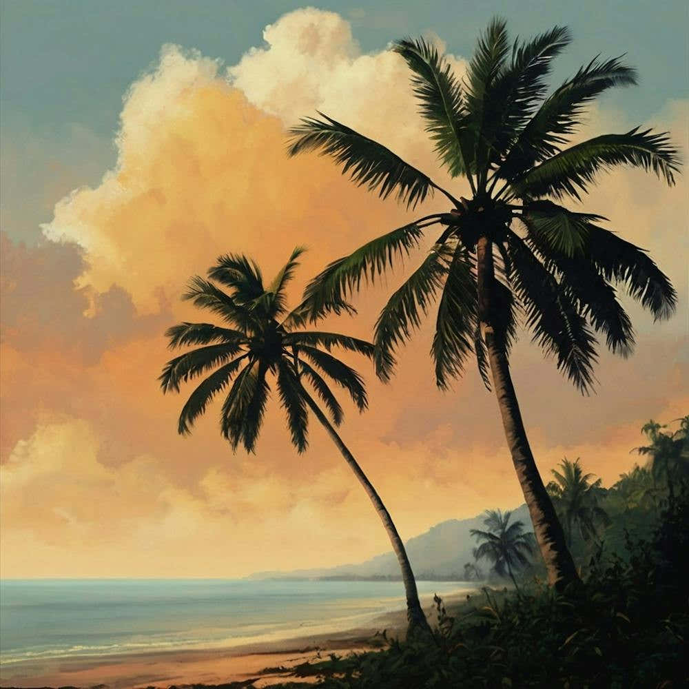 Palm Trees At Sunset