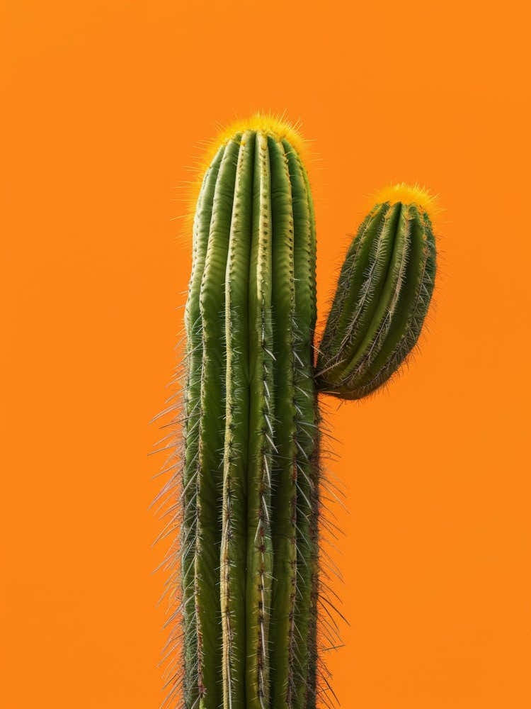 Cactus On Orange Background