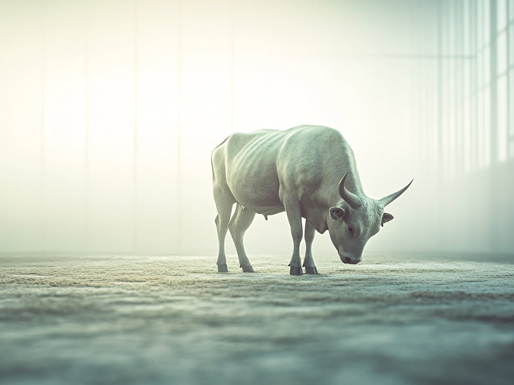 Foggy Day with Indian Cow Bull