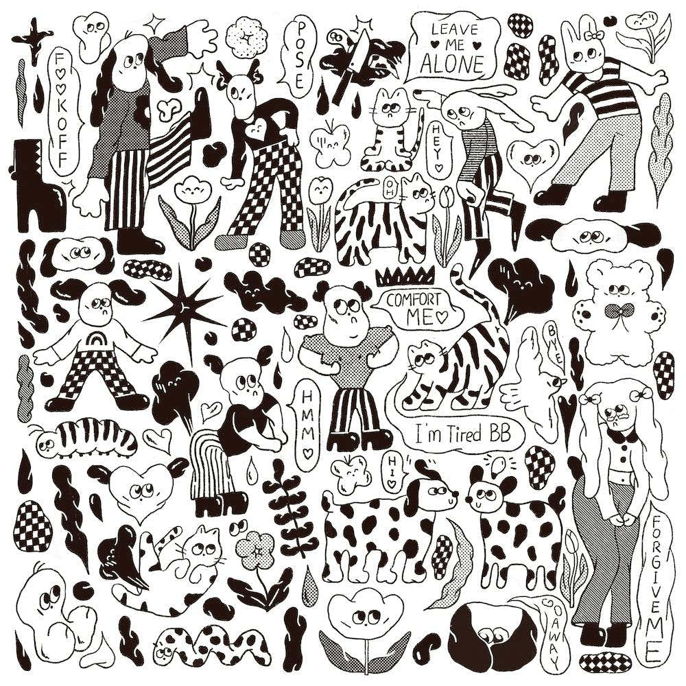 Doodle Black And White Square