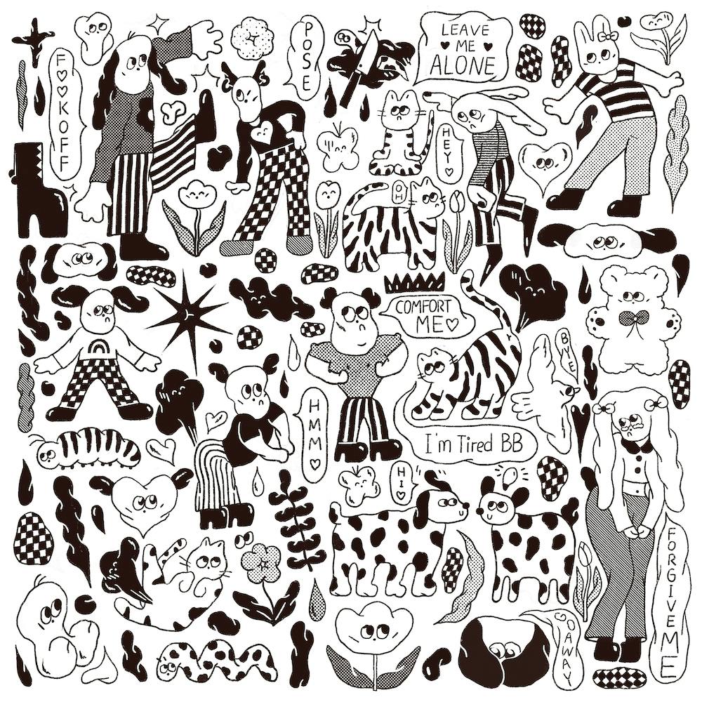 Doodle Black And White Square