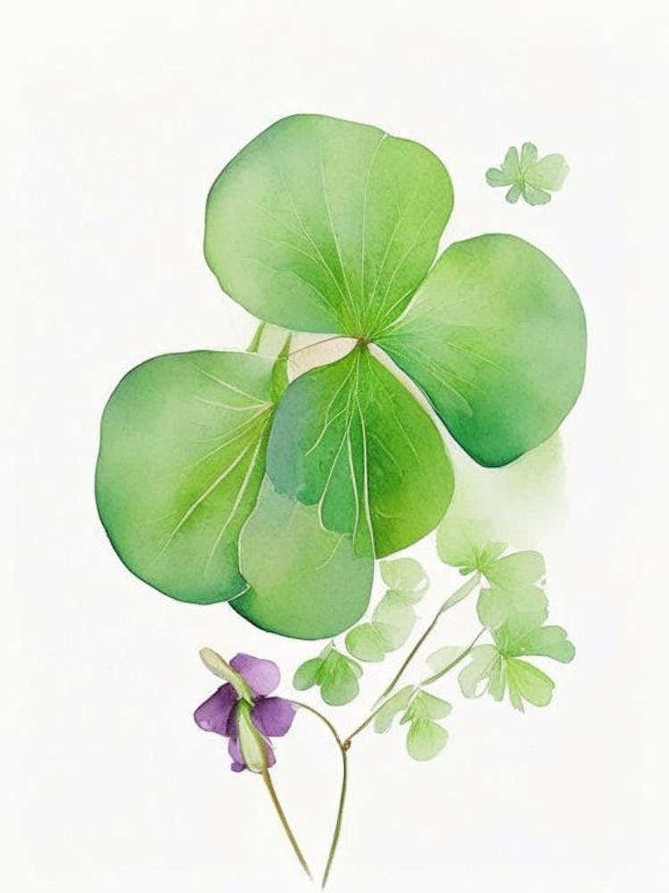 Wood Sorrel Wildflower Watercolour