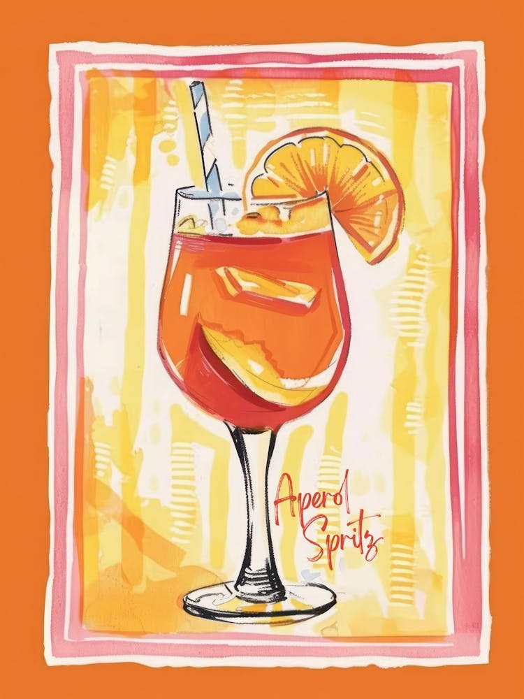 Aperol Spritz Cocktail Art Kitchen Orange