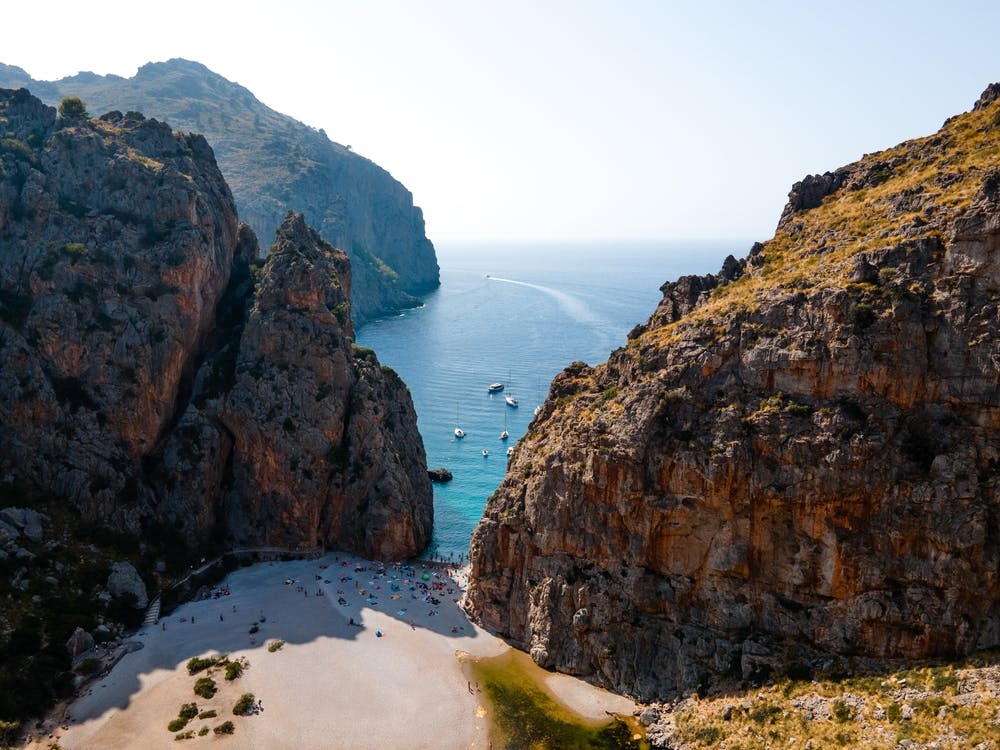 Mallorca Cliffs - Drone view over the Spanish island and most beautiful beach of the Balears