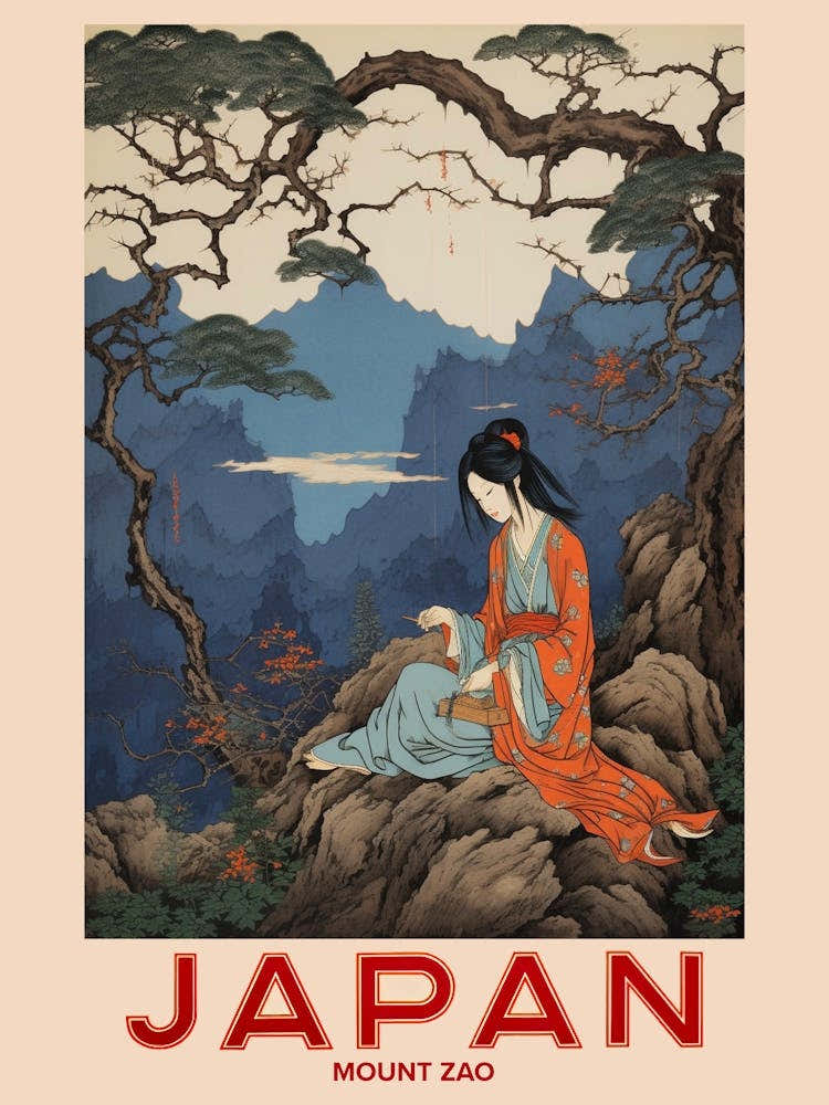 Mount Zao, Visit Japan Vintage Travel Art 2