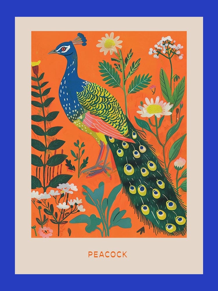 Spring Birds Poster Peacock 1