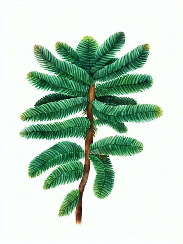 Norfolk Island Pine (Araucaria Heterophylla) Watercolor