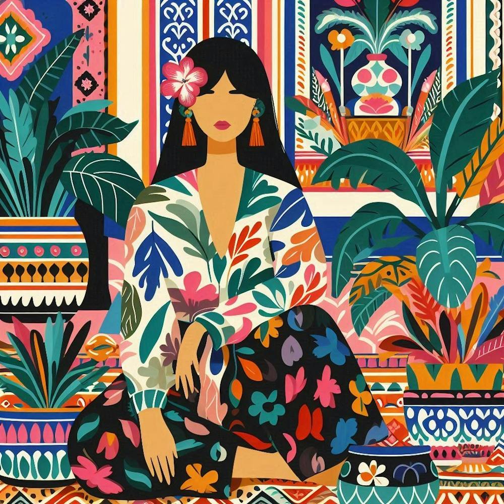 Hawaiian Girl On A Balcony (2)