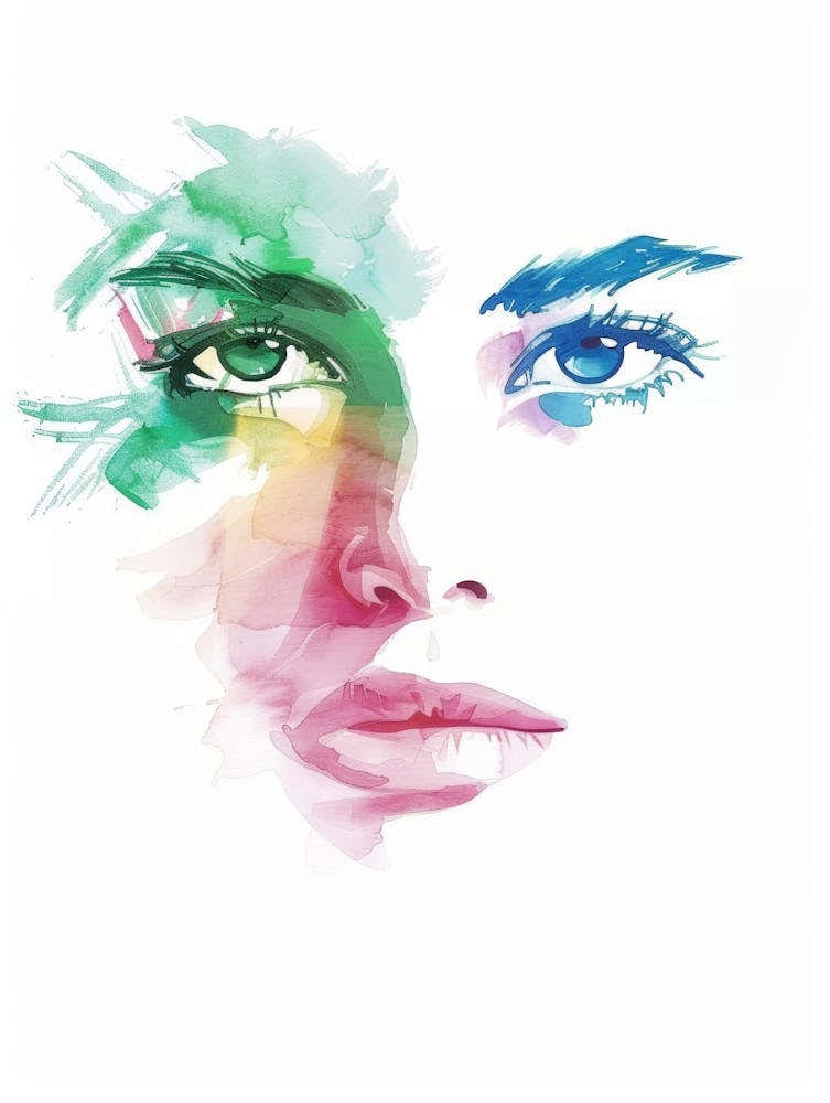 Watercolor Portrait Of A Woman