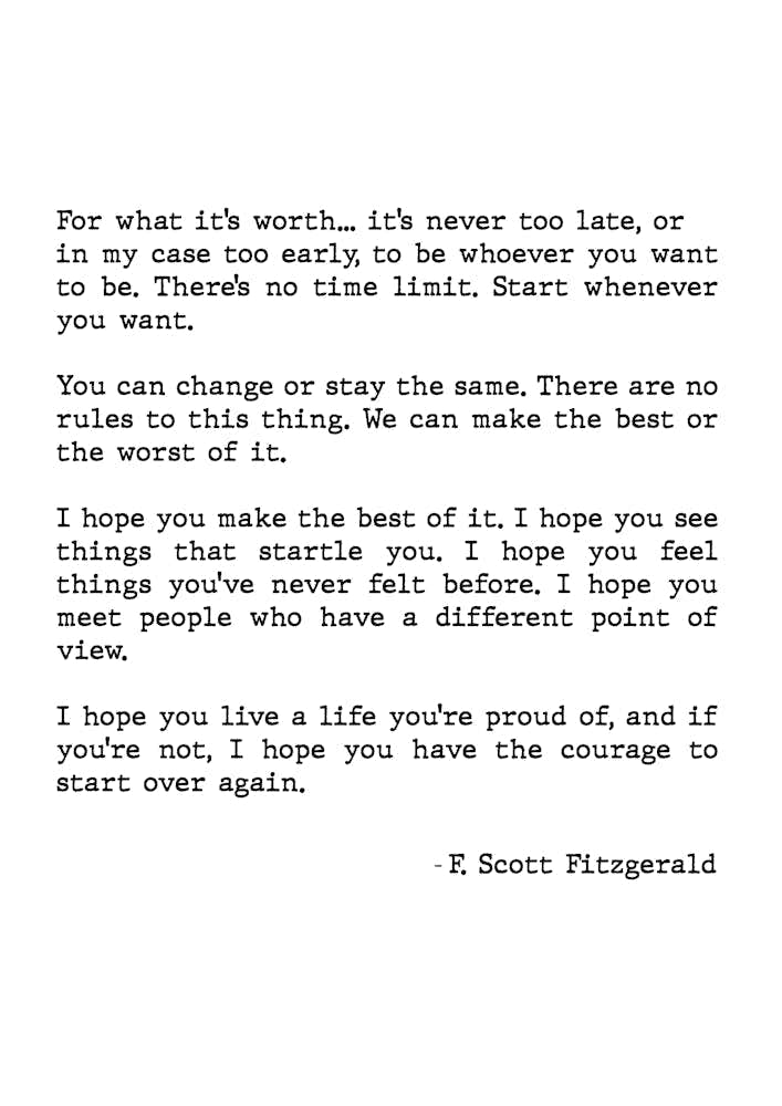 For What It's Worth Scott Fitzgerald Quote