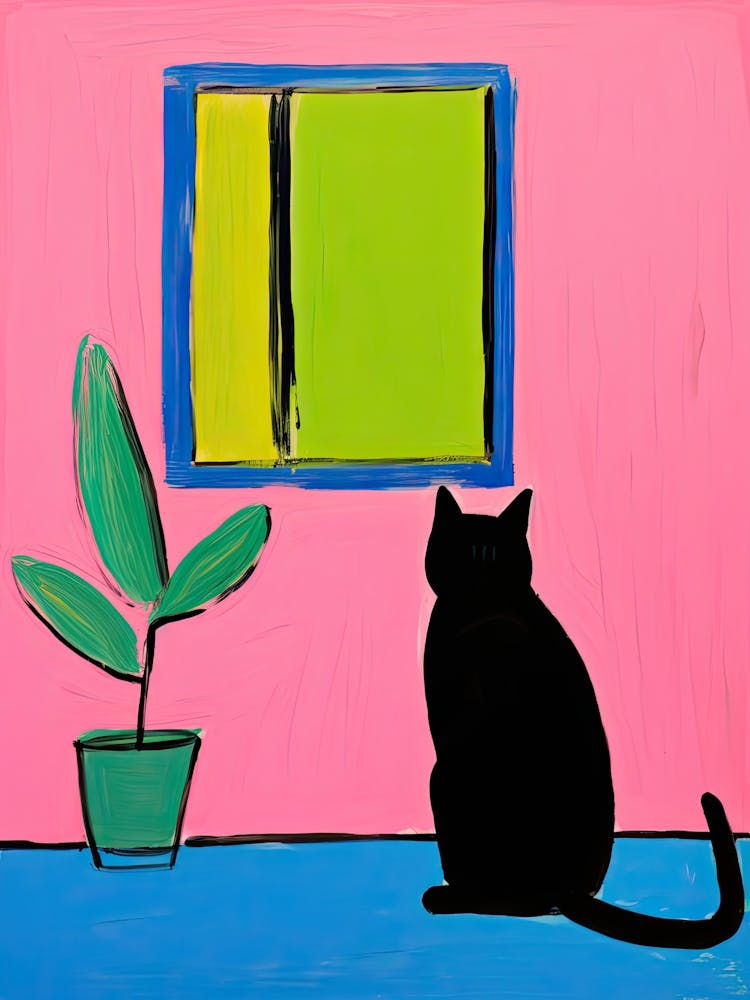 Black Cat Looking Out The Window