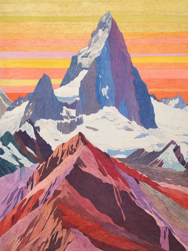 Gasherbrum China 1 Colourful Mountain Illustration