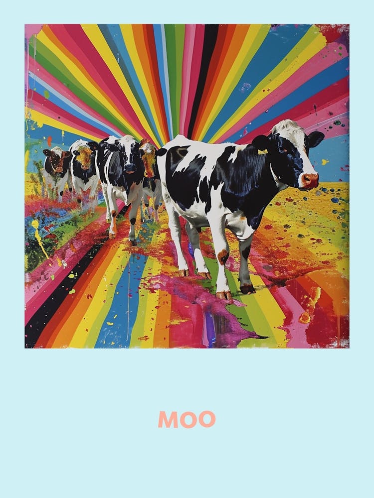 Moo Rainbow Cow Poster